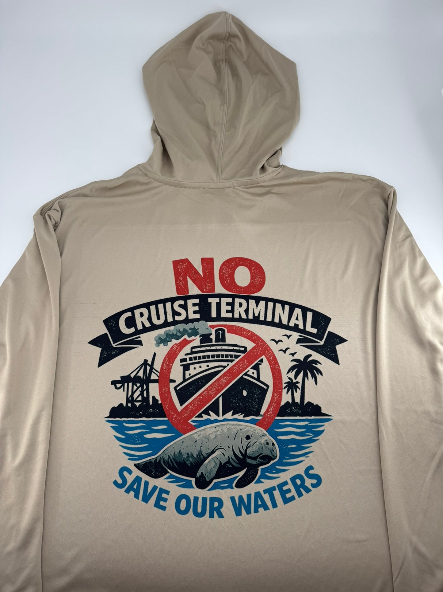 Long Sleeve Hooded Fishing Shirt- NO CRUISE TERMINAL